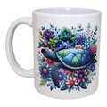 Mug tortue Marine et fleurs design Apaisant et coloré