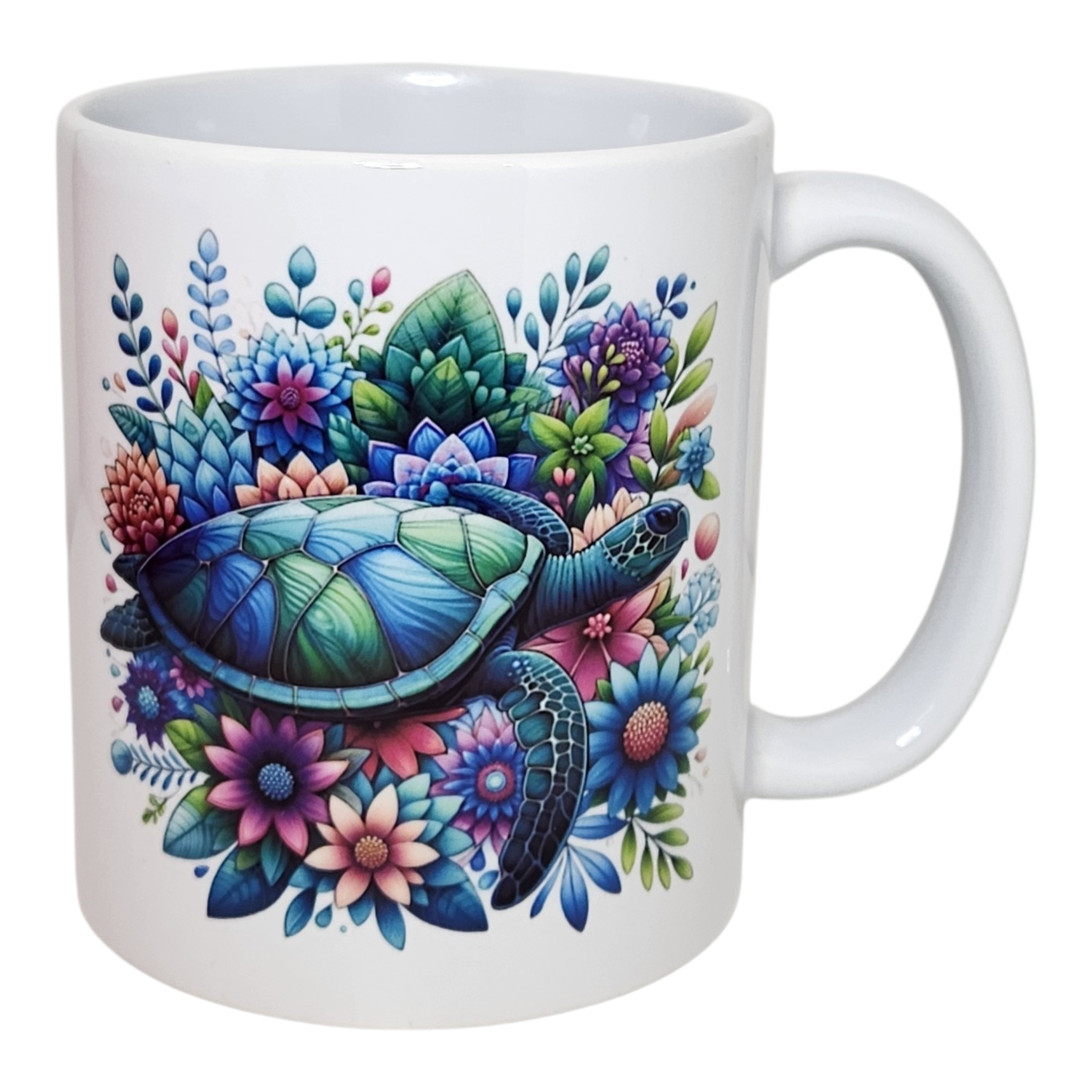 Mug tortue Marine et fleurs design Apaisant et coloré