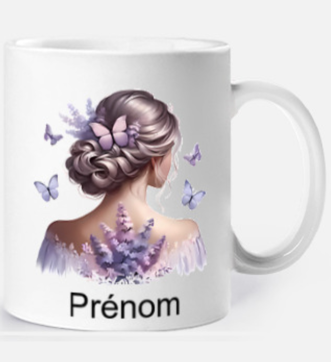 Mug "Élégance Papillon et Lavande" - Un cadeau unique et raffiné
