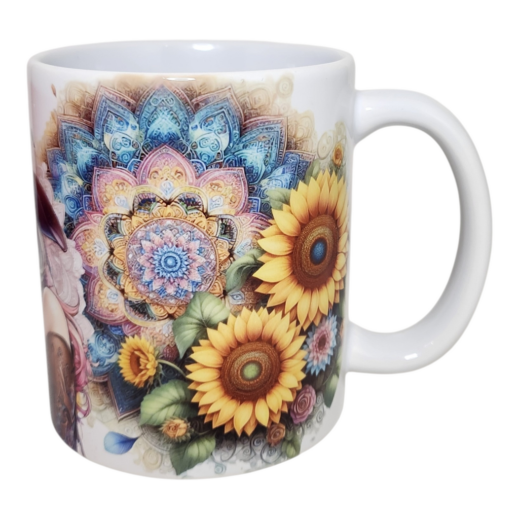 Mug coté cowgirl mystique ,mandalas colorés, bohème chic